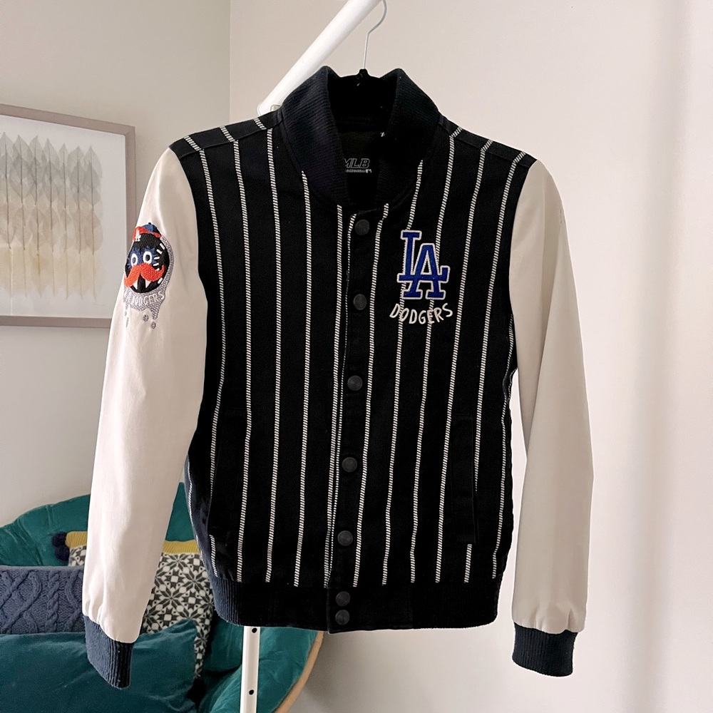 LA Dodgers Jacket with Faux Leather Sleeves, 00P